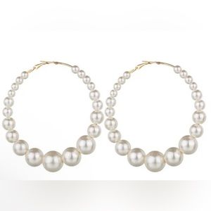 Oversized pearl hoop earrings